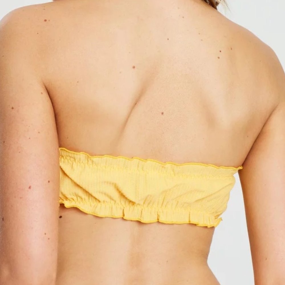 Solid & Striped Audrey Bikini Top Yellow Pucker Size Large - Picture 8 of 9
